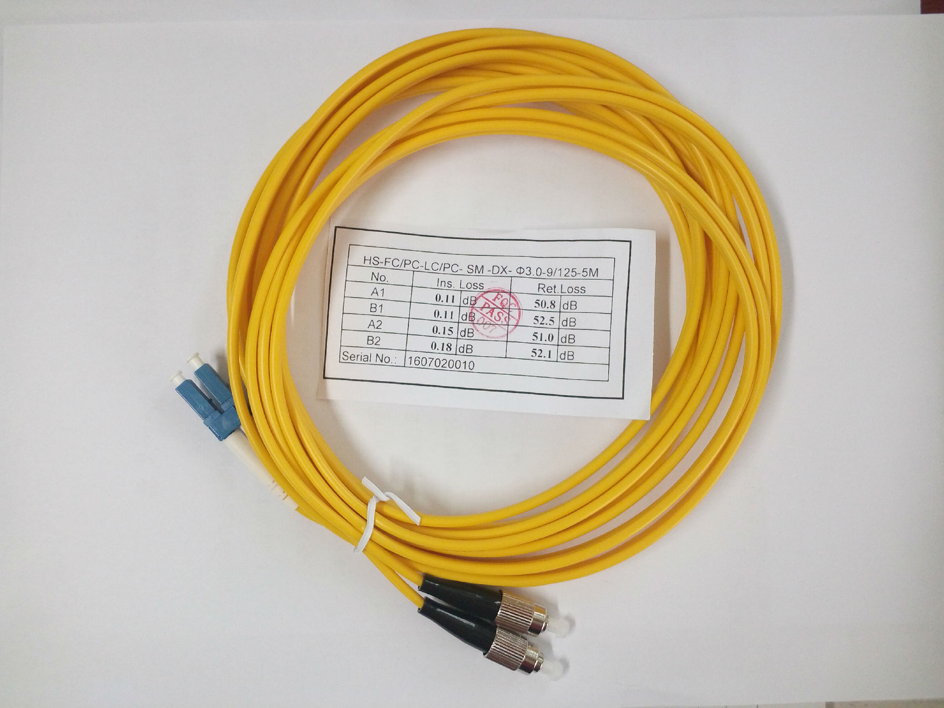 汉信光缆 FC/LC单模双芯 5米长 光纤跳线 可作尾纤使用