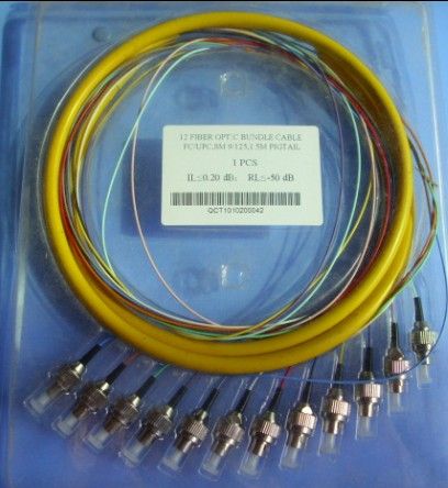 SC/APC束状尾纤 SC,1.5M 光纤跳线 12色尾纤