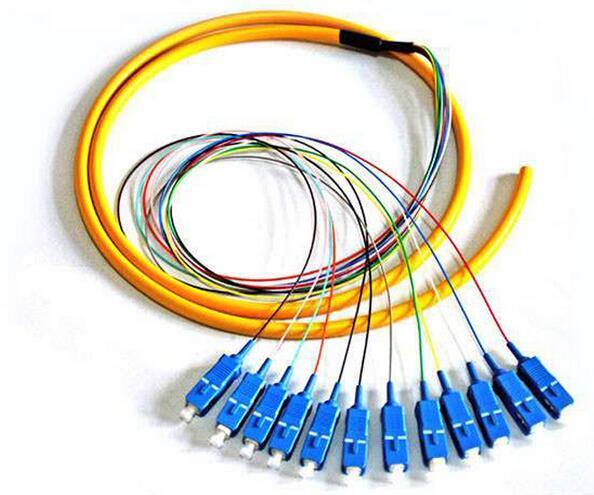 LC/UPC12芯束状尾纤 单模光纤尾纤 12色0.9集束