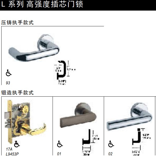 SCHLAGE西勒奇 L9453P系列插芯门锁