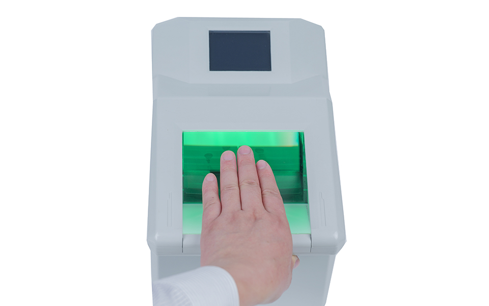 尚德指纹识别仪双手平面指纹掌纹采集指纹自动分切扫描设备 